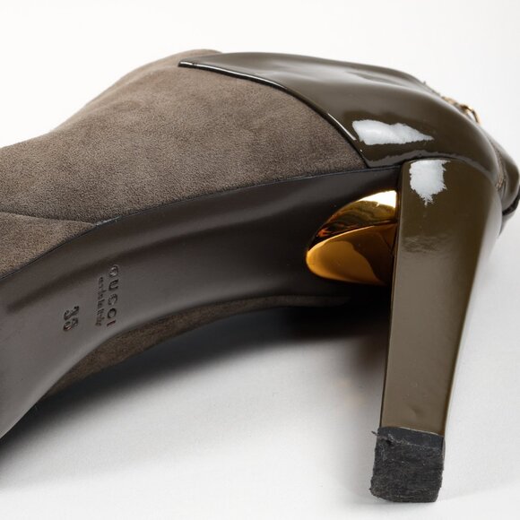 Gucci Green Patent Leather and Suede Booties - Picture 5 of 11